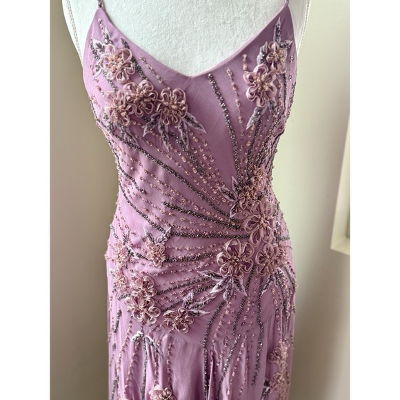 Sue Wong Nocturne Midi Dress Y2K Fairycore Silk Purple Vintage Sz 12 Miley Cyrus - Picture 2 of 16
